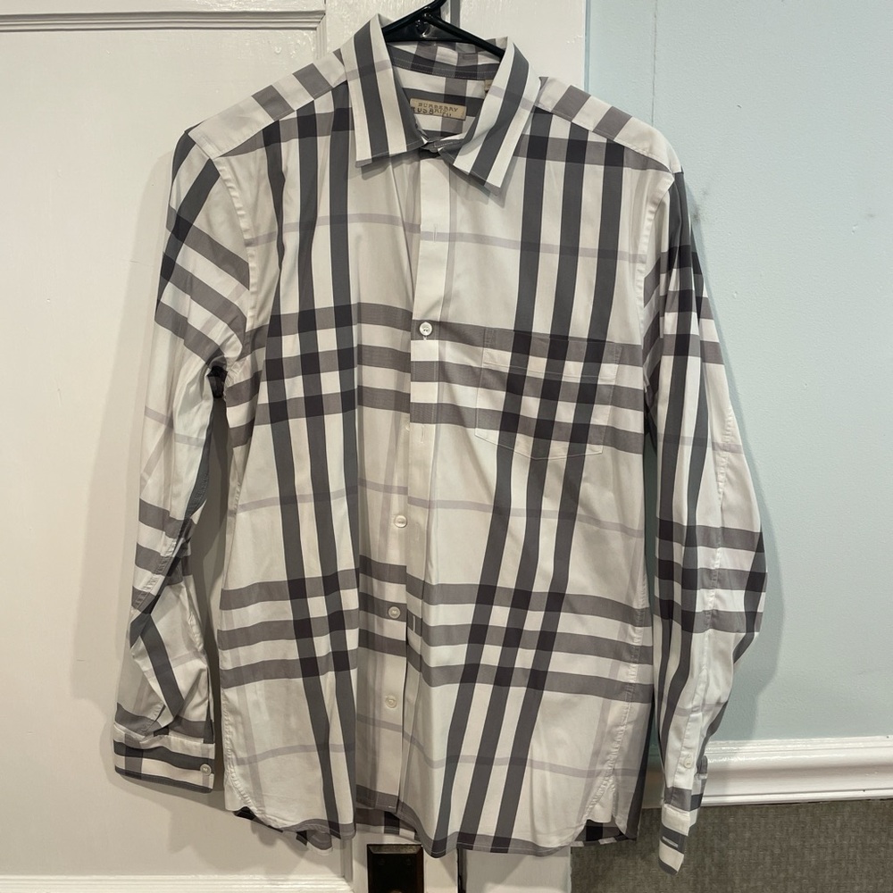 Men's Burberry Checkered Shirt - Gray